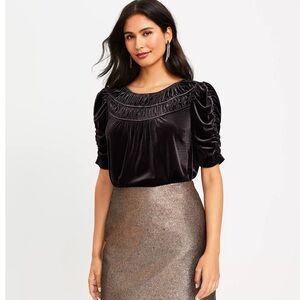 Black ruched velvet top